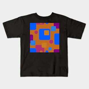 RRetro Abstract Dream Space in Deep Orange Blue and Magenta Kids T-Shirt